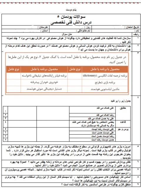 دریافت سوال