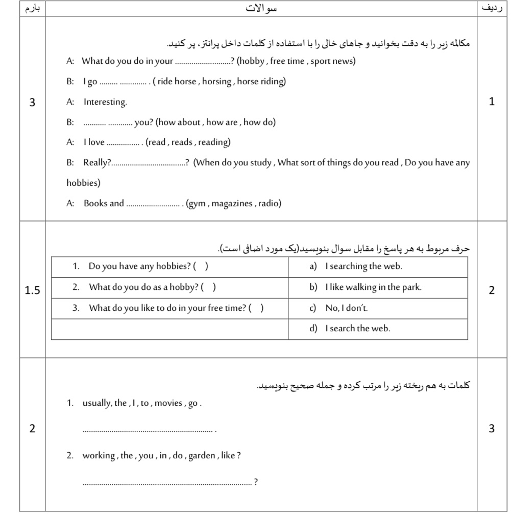 دریافت سوال 1