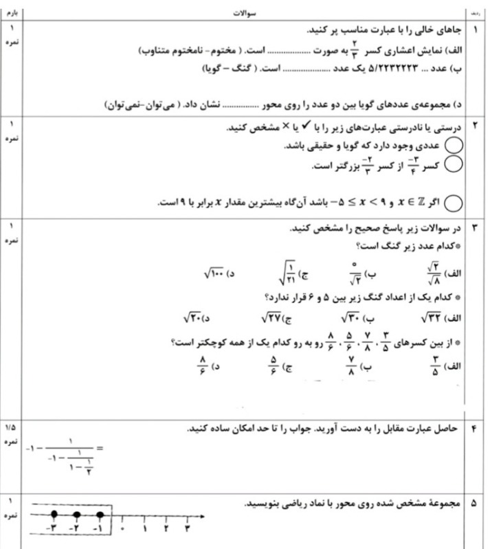 دریافت سوال 1