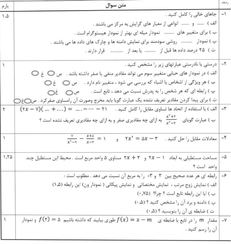 دریافت سوال 1